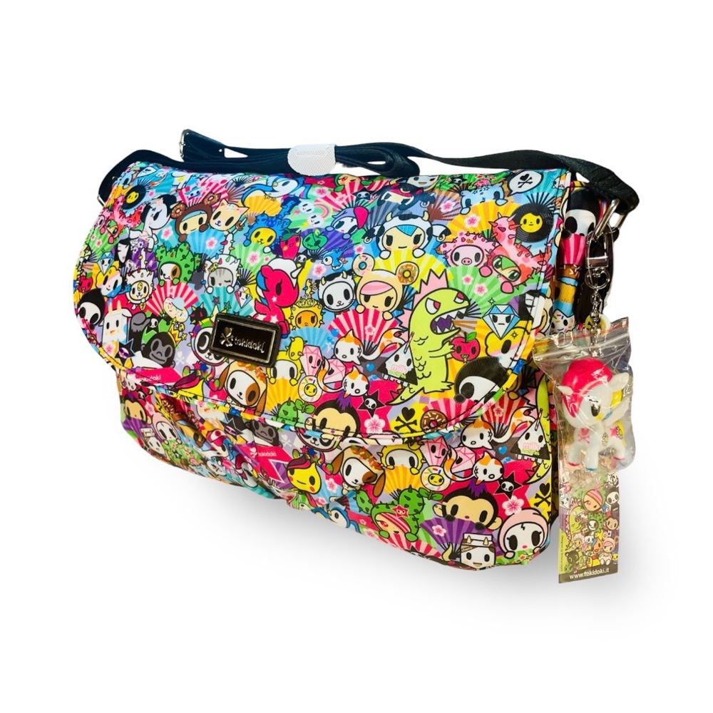 Tokidoki Super Fan Messenger Bag Crossbody w/ Unicorno Bag Charm Rare HTF NEW
